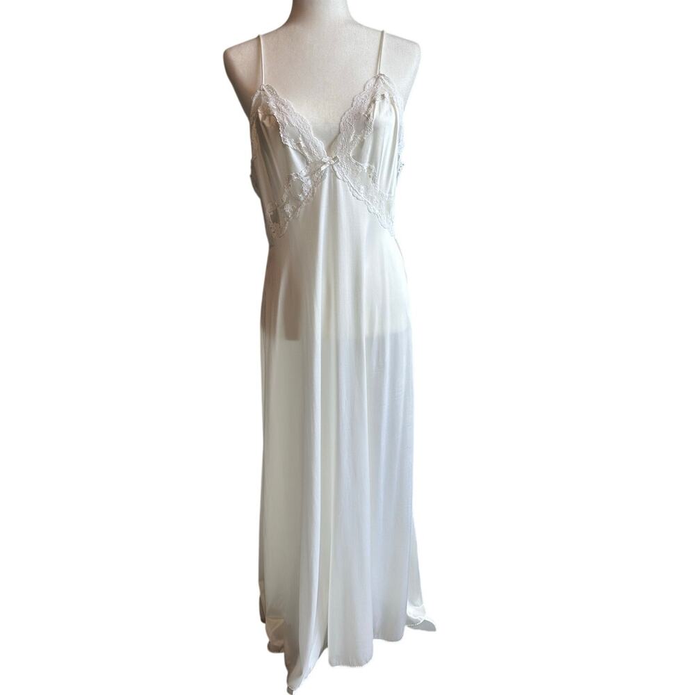 Val Mode Vintage 2 piece Peignoir Set Sheer Lace Large Bridal Lingerie Long - Picture 2 of 16